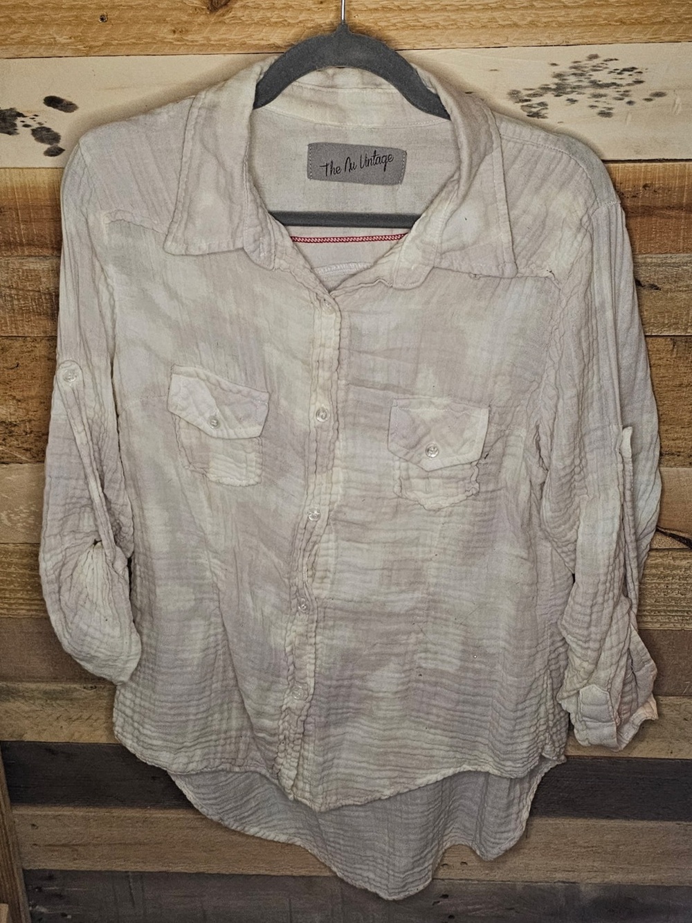 The Nu Vintage Light Cream Button-Up Gauze Shirt